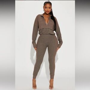 Fashion Nova Whole Again Jumpsuit in Brown